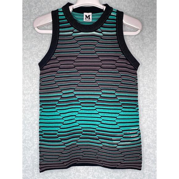 Missoni Tops - Missoni Black Gray Green Crew Neck Sleeveless Striped Knit Top Size 6